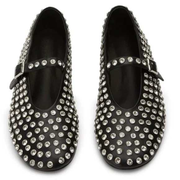 NIB TONY BIANCO Leather Miami Studded Flats Black Nappa Size 6 - Picture 1 of 7